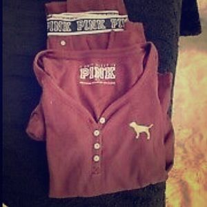 VS PINK THERMAL PAJAMAS (Burgundy only available)